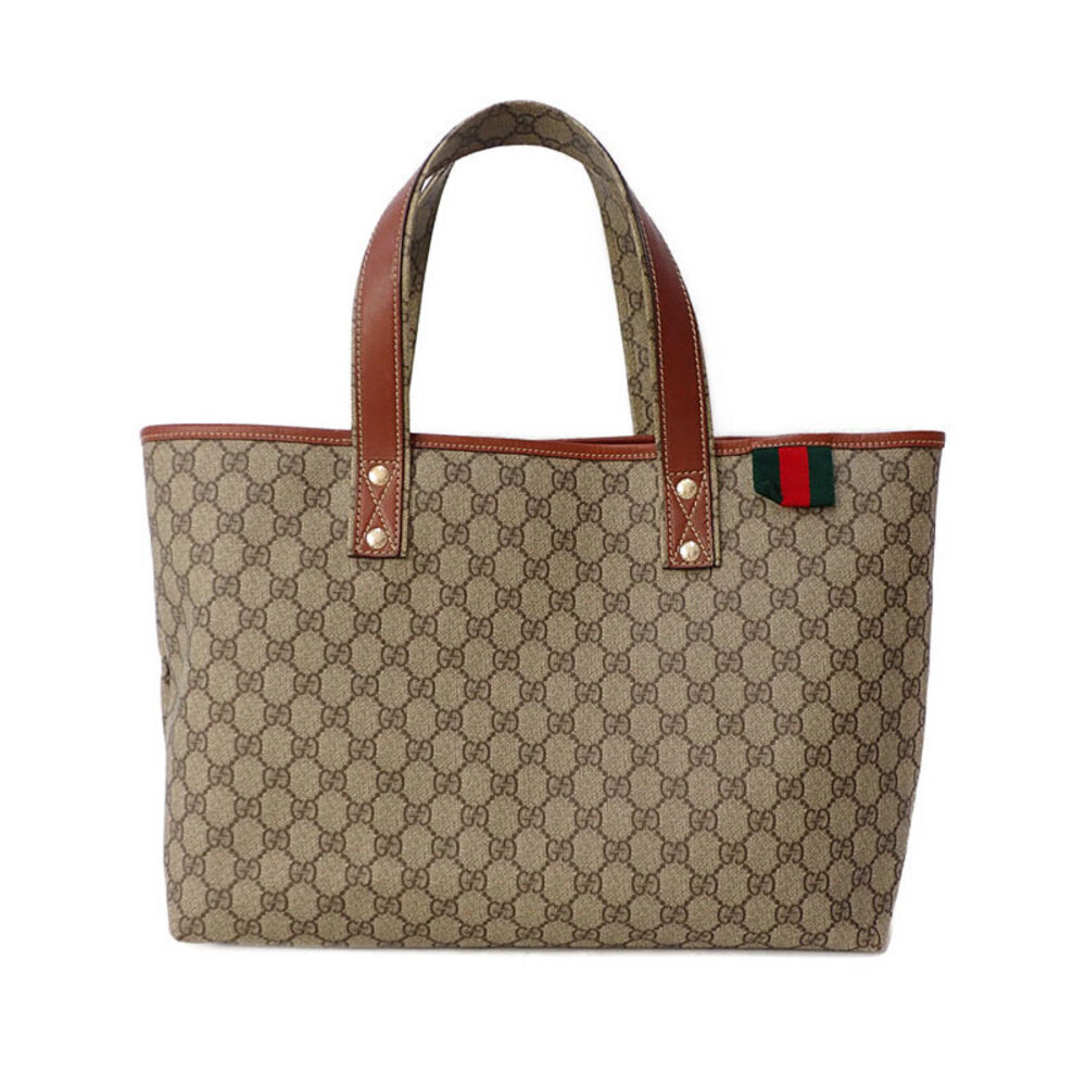 Gucci Beige GG Canvas bag Tote Supreme Loop Brown Web - Picture 2 of 9